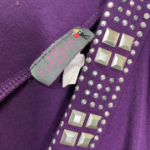 FunFash Purple Studded Women's Blouse - Picture 2 of 4